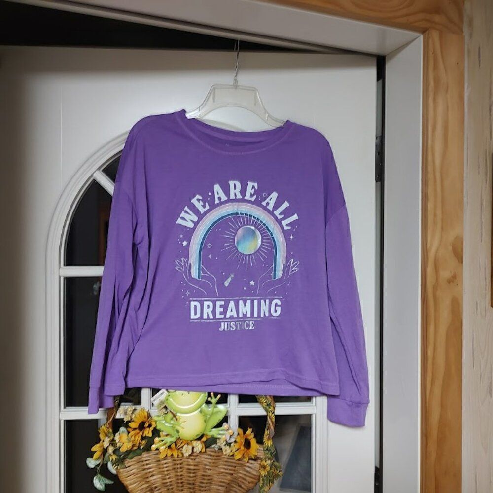 New Justice Purple Celestial Long Sleeve Pajama Top Size Girl's XL 16/18